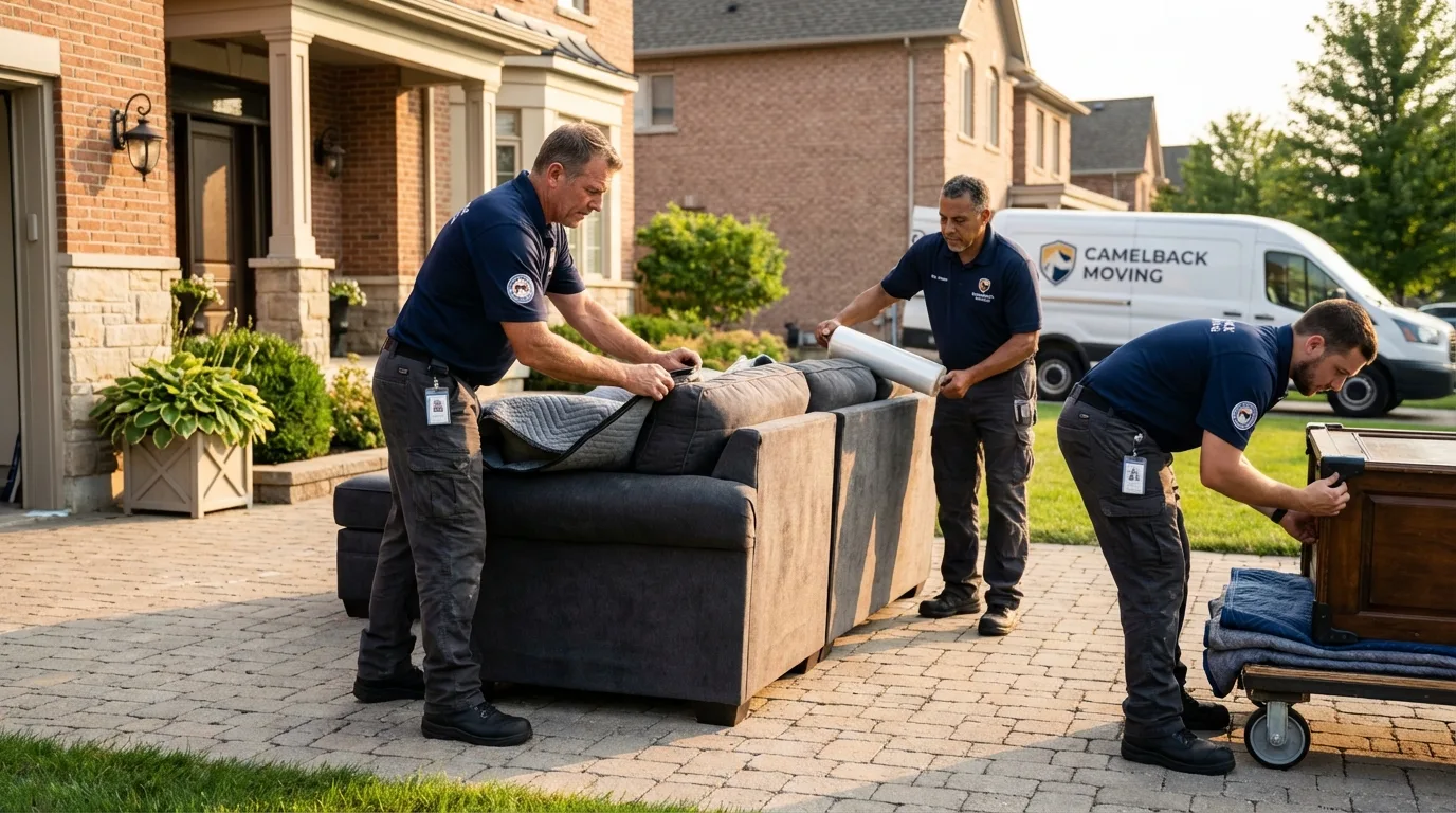 Large estate moving crew wrapping furniture in Nixon, TX